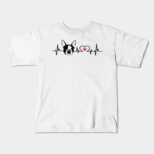 Boston Terrier Heartbeat Line Kids T-Shirt